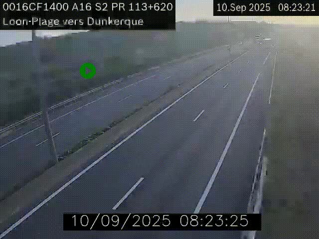 Webcam autoroute A16 à hauteur de Loon-Plage. Vue orientée vers Dunkerque et la Belgique.