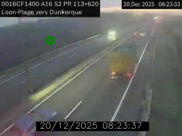 Webcam autoroute A16 à hauteur de Loon-Plage. Vue orientée vers Dunkerque et la Belgique.