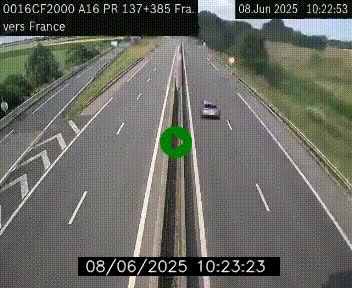 Webcam à la frontière franco-belge au niveau de Bray-Dunes/De-Panne sur l'autoroute A16. Vue orientée vers Calais
