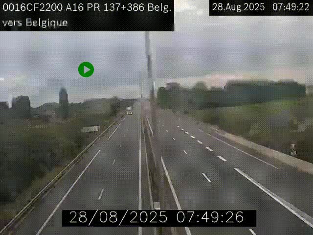 Webcam à la frontière franco-belge au niveau de Bray-Dunes/De-Panne sur l'autoroute A16. Vue orientée vers la Belgique