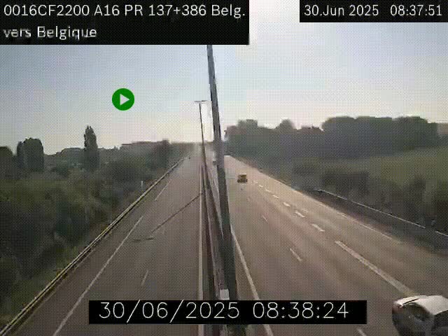 Webcam à la frontière franco-belge au niveau de Bray-Dunes/De-Panne sur l'autoroute A16. Vue orientée vers la Belgique
