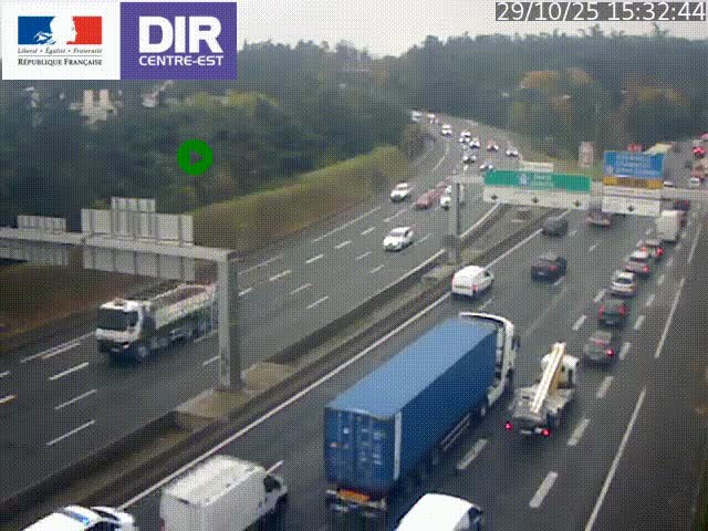 Caméra de circulation routière sur le boulevard périphérique Laurent Bonnevay de Lyon (D383) à hauteur de Bron, avant la jonction avec l'A43. Vue orientée vers l'échangeur