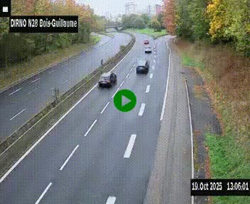 Webcam routière à hauteur de Bois-Guillaume en périphérie de Rouen. Vue orientée vers Rouen