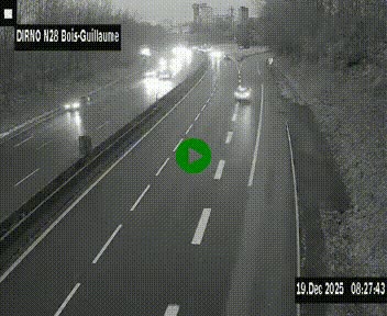 Webcam routière à hauteur de Bois-Guillaume en périphérie de Rouen. Vue orientée vers Rouen