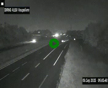 Webcam autoroute A150 à hauteur de La Vaupalière en périphérie de Rouen. Vue orientée vers Rouen
