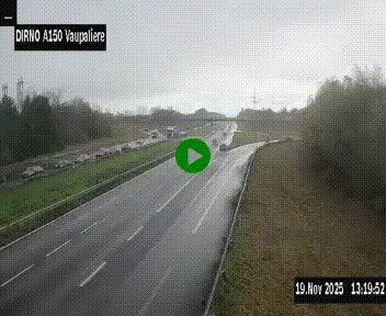 Webcam autoroute A150 à hauteur de La Vaupalière en périphérie de Rouen. Vue orientée vers Rouen