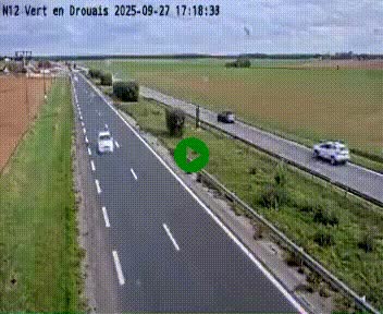 Webcam à hauteur de Vert-en-Drouais sur la N12, en périphérie de Dreux. Vue orientée vers Alençon