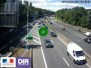Caméra autoroute sur A6 - Valvert, près de Lyon, en direction de Paris, à hauteur de la sortie 36 Porte du Valvert