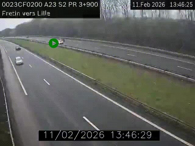 Webcam autoroute A23 à hauteur de Fretin. Vue orientée vers Lille