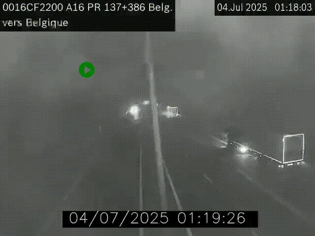 Webcam à la frontière franco-belge au niveau de Bray-Dunes/De-Panne sur l'autoroute A16. Vue orientée vers la Belgique