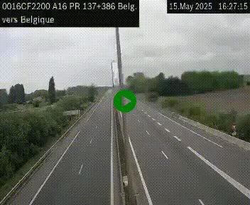 Webcam à la frontière franco-belge au niveau de Bray-Dunes/De-Panne sur l'autoroute A16. Vue orientée vers la Belgique