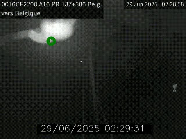 Webcam à la frontière franco-belge au niveau de Bray-Dunes/De-Panne sur l'autoroute A16. Vue orientée vers la Belgique