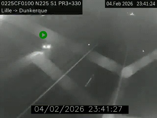 Webcam autoroute A25 (N225) à hauteur de Bergues (Bierne). Vue orientée vers Dunkerque.