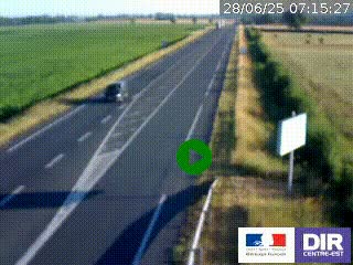 Webcam routière sur la RN7 à hauteur de Toulon-sur-Allier, entre Moulins et Vichy