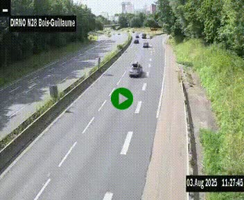 Webcam routière à hauteur de Bois-Guillaume en périphérie de Rouen. Vue orientée vers Rouen