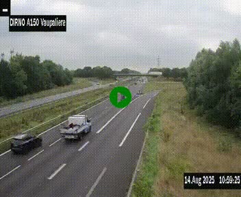 Webcam autoroute A150 à hauteur de La Vaupalière en périphérie de Rouen. Vue orientée vers Rouen