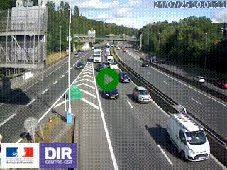 Caméra autoroute sur A6 - Valvert, près de Lyon, en direction de Paris, à hauteur de la sortie 36 Porte du Valvert