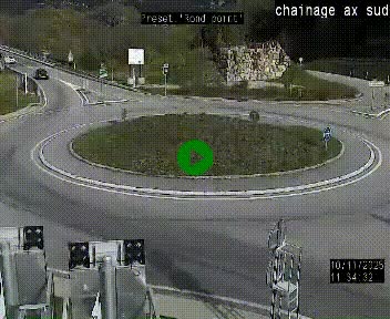 Webcam au nord d'Ax-les-Thermes au niveau de l'aire de chaînage de la N20. Vue orientée vers les Pyrénées, en direction de Pas de la Case