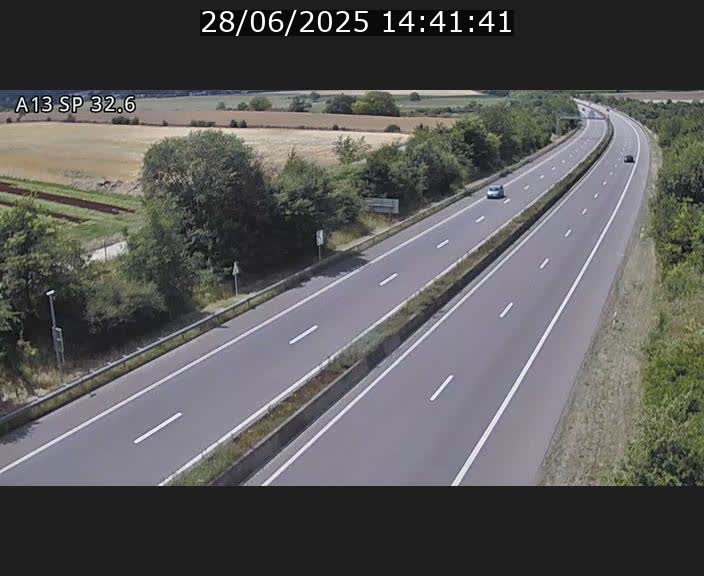 Webcam info trafic A13 à hauteur de Mondorf-les-bains. Vue orientée vers Altwies