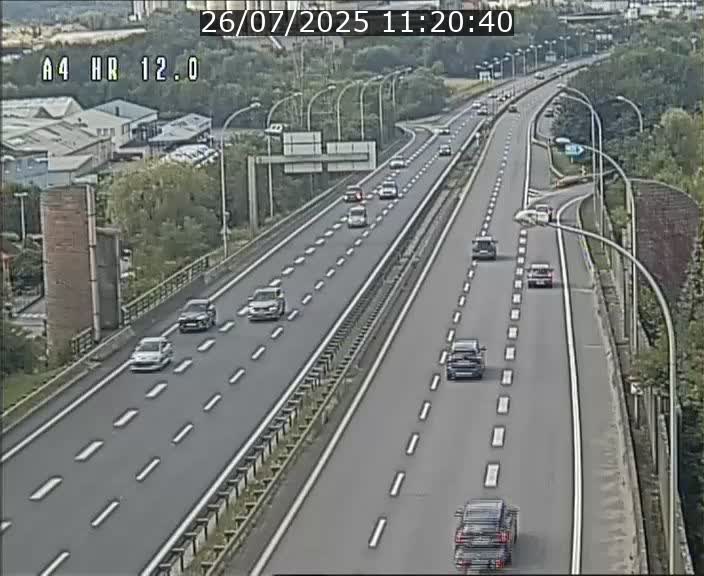 Traffic live webcam Luxembourg Jonction Foetz - A4 - BK 12.0 - direction Esch sur Alzette