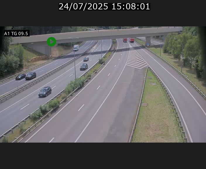 Traffic live webcam Luxembourg Jonction Grünewald - A1 direction Luxembourg-ville - BK 9.5