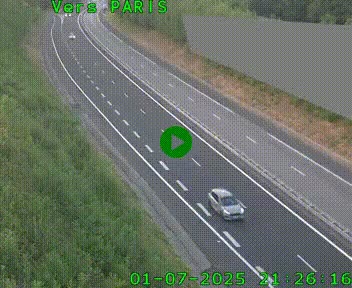Caméra routière sur l'autoroute A20 à Saint-Pardoux-l'Ortigier, à la jonction avec l'A89. Vue orientée vers Paris