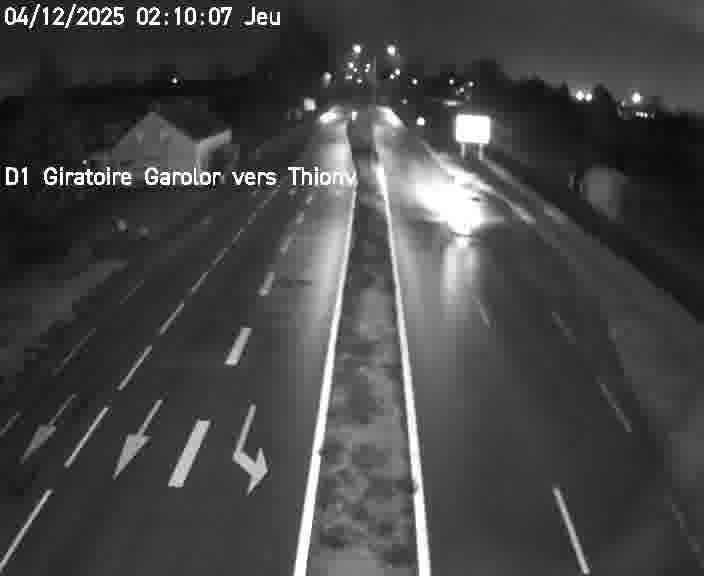 Webcam de surveillance sur D1 (France) à Ennery, cadrée vers Thionville, proposant une information routière utile aux déplacements quotidiens.