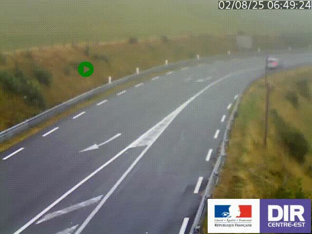 Webcam sur le col Pin Bouchain, vue orientée vers Roanne, en provenance de Lyon sur la nationale 7 (N7)