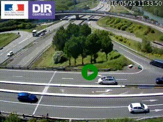 Webcam traffic à Grenoble-sud sur l'autoroute A480. Vue orientée vers l'entrée et la sortie de Grenoble