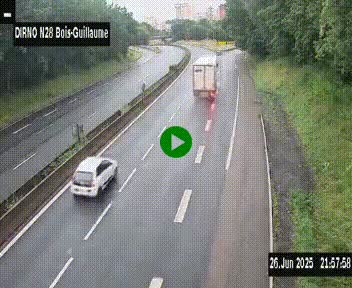 Webcam routière à hauteur de Bois-Guillaume en périphérie de Rouen. Vue orientée vers Rouen