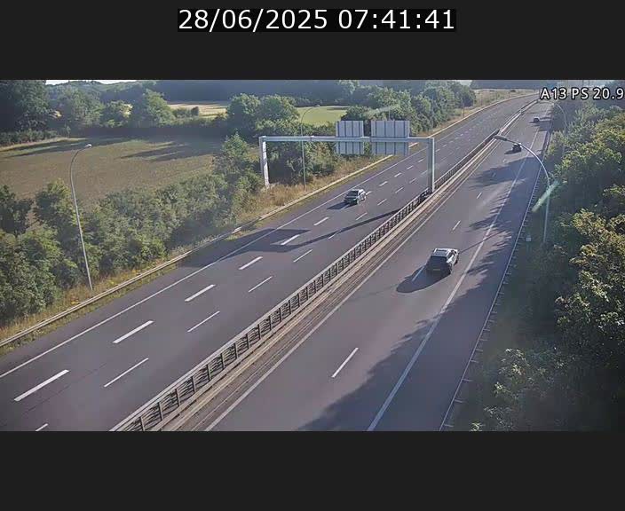 Traffic live webcam Luxembourg Croix de Bettembourg, rond-point d'Hellange - A13 direction Allemagne - BK 20.9