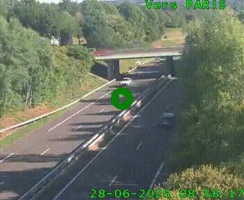 Caméra routière sur l'autoroute A20 au nord de Limoges, à la jonction avec la N520. Vue orientée vers Paris