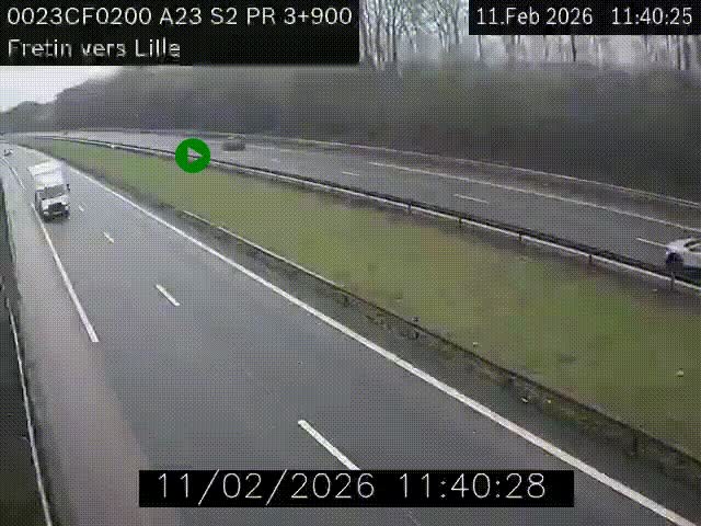 Webcam autoroute A23 à hauteur de Fretin. Vue orientée vers Lille