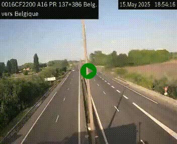 Webcam à la frontière franco-belge au niveau de Bray-Dunes/De-Panne sur l'autoroute A16. Vue orientée vers la Belgique