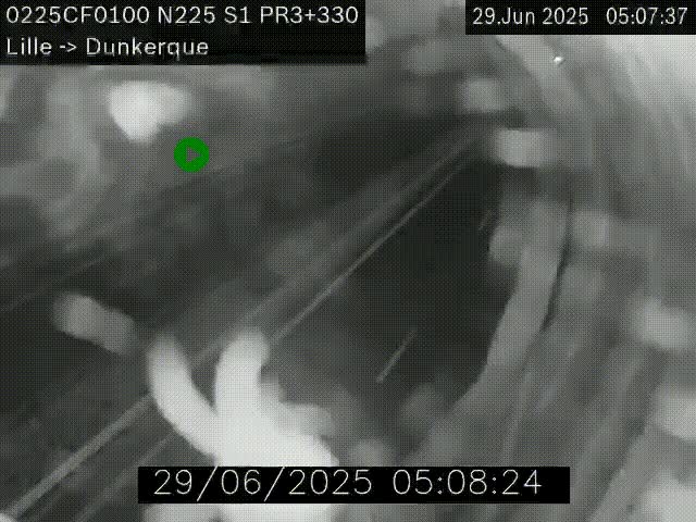 Webcam autoroute A25 (N225) à hauteur de Bergues (Bierne). Vue orientée vers Dunkerque.