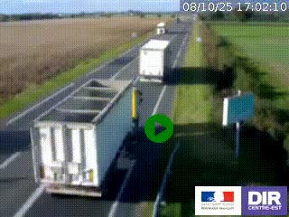 Webcam routière sur la RN7 à hauteur de Toulon-sur-Allier, entre Moulins et Vichy