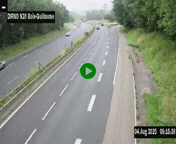 Webcam routière à hauteur de Bois-Guillaume en périphérie de Rouen. Vue orientée vers Rouen