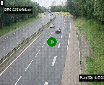Webcam routière à hauteur de Bois-Guillaume en périphérie de Rouen. Vue orientée vers Rouen