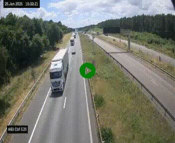 Webcam autoroute A63 en périphérie de Bordeaux au sud-est de la ville, en provenance du bassin d'Arcachon. Vue orientée vers Bordeaux
