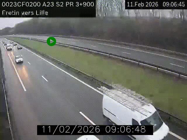 Webcam autoroute A23 à hauteur de Fretin. Vue orientée vers Lille