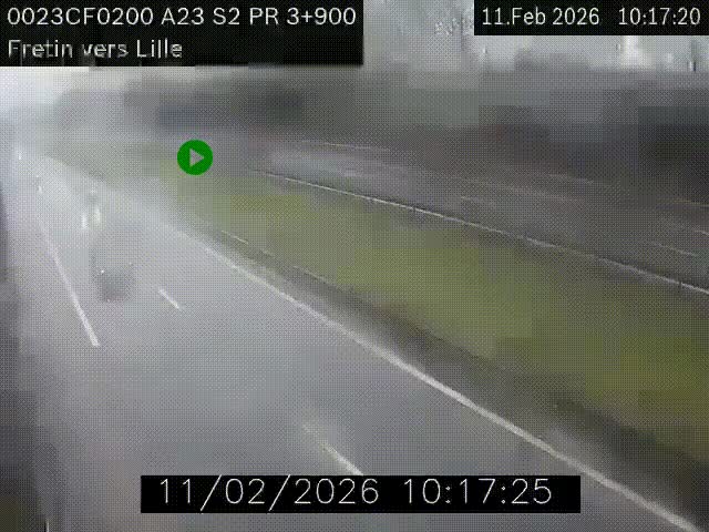 Webcam autoroute A23 à hauteur de Fretin. Vue orientée vers Lille