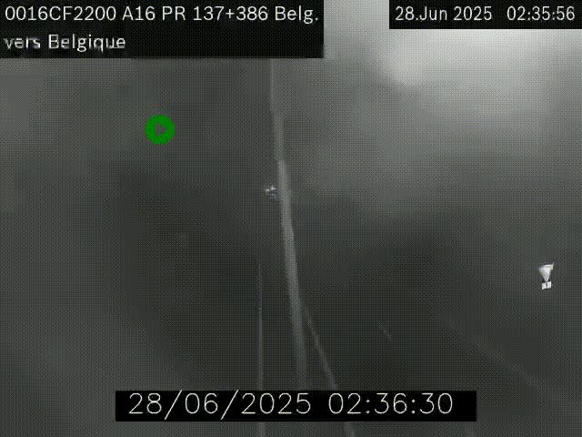 Webcam à la frontière franco-belge au niveau de Bray-Dunes/De-Panne sur l'autoroute A16. Vue orientée vers la Belgique