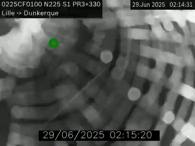Webcam autoroute A25 (N225) à hauteur de Bergues (Bierne). Vue orientée vers Dunkerque.
