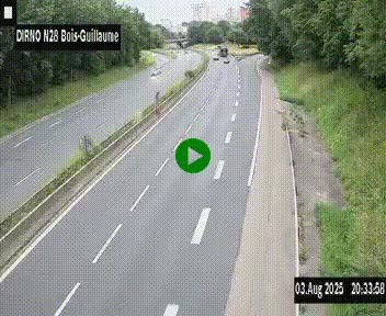 Webcam routière à hauteur de Bois-Guillaume en périphérie de Rouen. Vue orientée vers Rouen