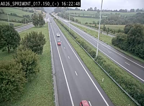 Webcam E25 (A26) à hauteur de Sprimont en direction de Liège et en provenance de Bastogne
