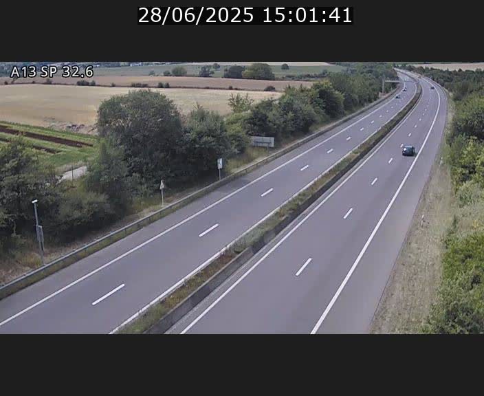 Webcam info trafic A13 à hauteur de Mondorf-les-bains. Vue orientée vers Altwies