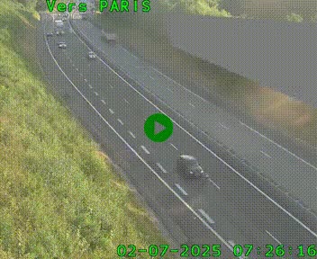 Caméra routière sur l'autoroute A20 à Saint-Pardoux-l'Ortigier, à la jonction avec l'A89. Vue orientée vers Paris