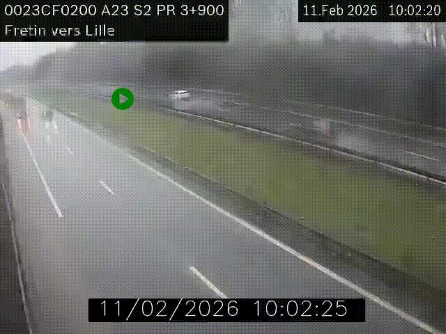 Webcam autoroute A23 à hauteur de Fretin. Vue orientée vers Lille
