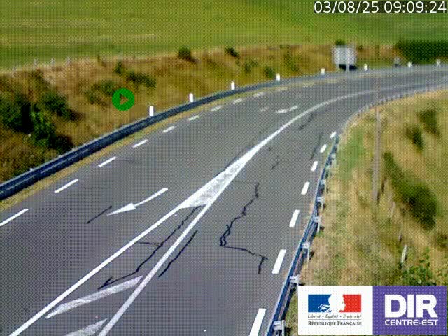 Webcam sur le col Pin Bouchain, vue orientée vers Roanne, en provenance de Lyon sur la nationale 7 (N7)