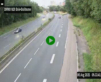Webcam routière à hauteur de Bois-Guillaume en périphérie de Rouen. Vue orientée vers Rouen